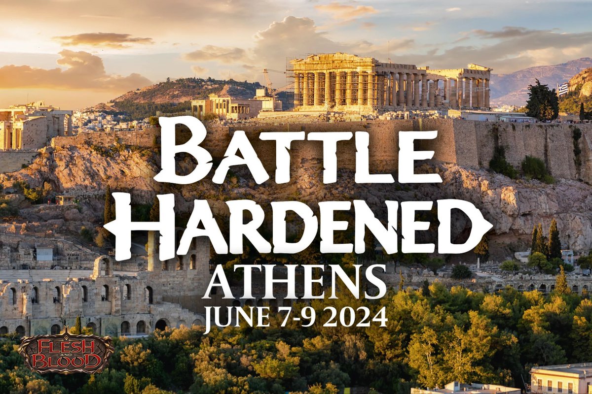 Get ready for Battle Hardened: Athens! ⚔️ Gold Foils ⚔️ PTIs ⚔️ $3000 USD up for grabs! tinyurl.com/BHAthensRegist… #fabtcg