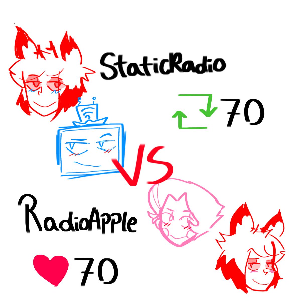 Les dejo este reto para que decidan que ship quieren para mi próximo dibujo 🙌#RadioStatic #staticradio #radioapple #hazbinehotel 

voten abajo tmb para decidir si quieren NSFW o algo Soft ❤️