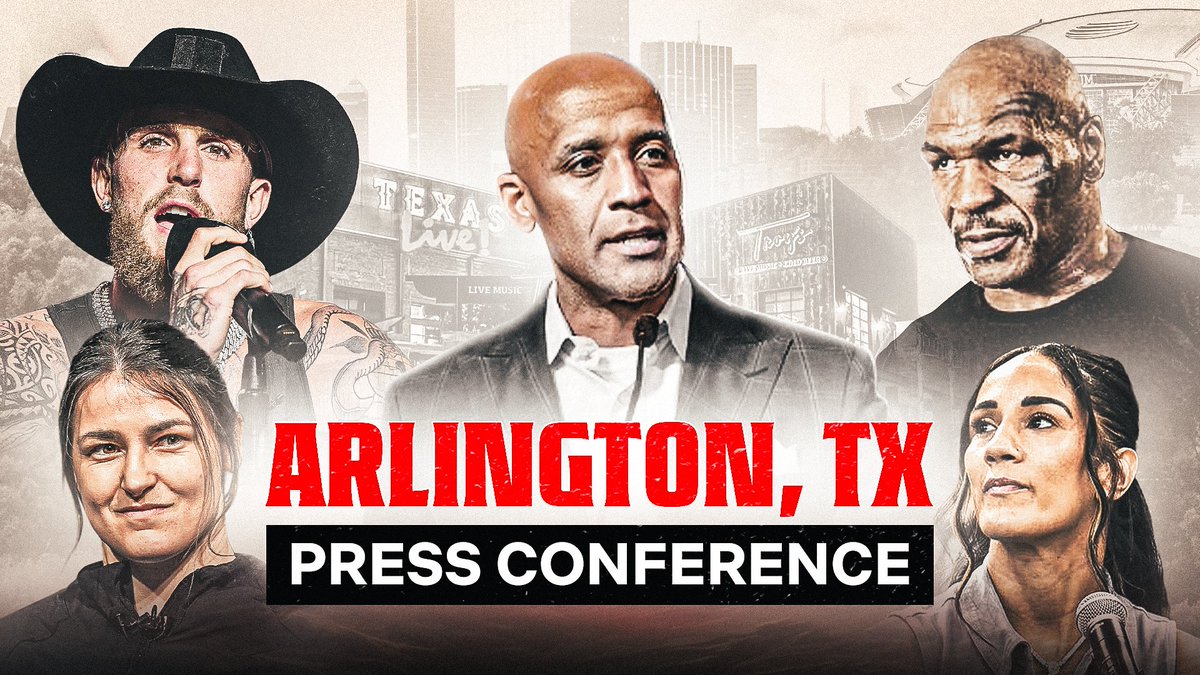ONE HOUR until the #PaulTyson & #TaylorSerrano press conference in Arlington, TX! 

Watch LIVE right here at 5:30pm PT / 8:30pm ET to watch the final faceoff before fight week!