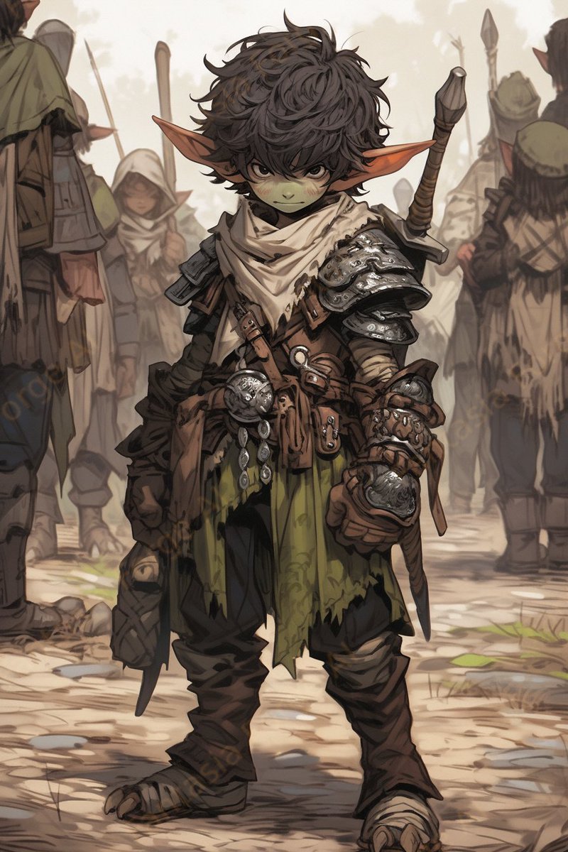 FantasiaForgeAI's tweet image. Being small, Goblins were notoriously elusive in combat! They used this to their advantage to employ hit and run tactics! When coupled with their overwhelming numbers, and favouring to pick out a lone target, made it easy to bring down their foe before they could retaliate!