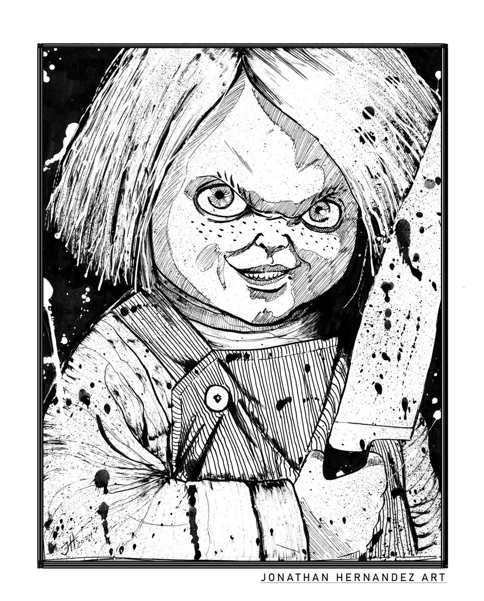 Recently I got so hooked up to the #Chucky series that I had to watch all the movies too, so here´s a small chucky #sketch , hope you like it ! 

#donmancini #SketchDesign #drawimg #blackandwhite #ink #art