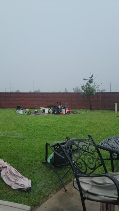 Well, alrighty... tornado came through. Tore open our fence and took our shed. 😒 stupid weather. https://t<a href="/tag/beryl"class="tags"><span>#beryl</span></a>