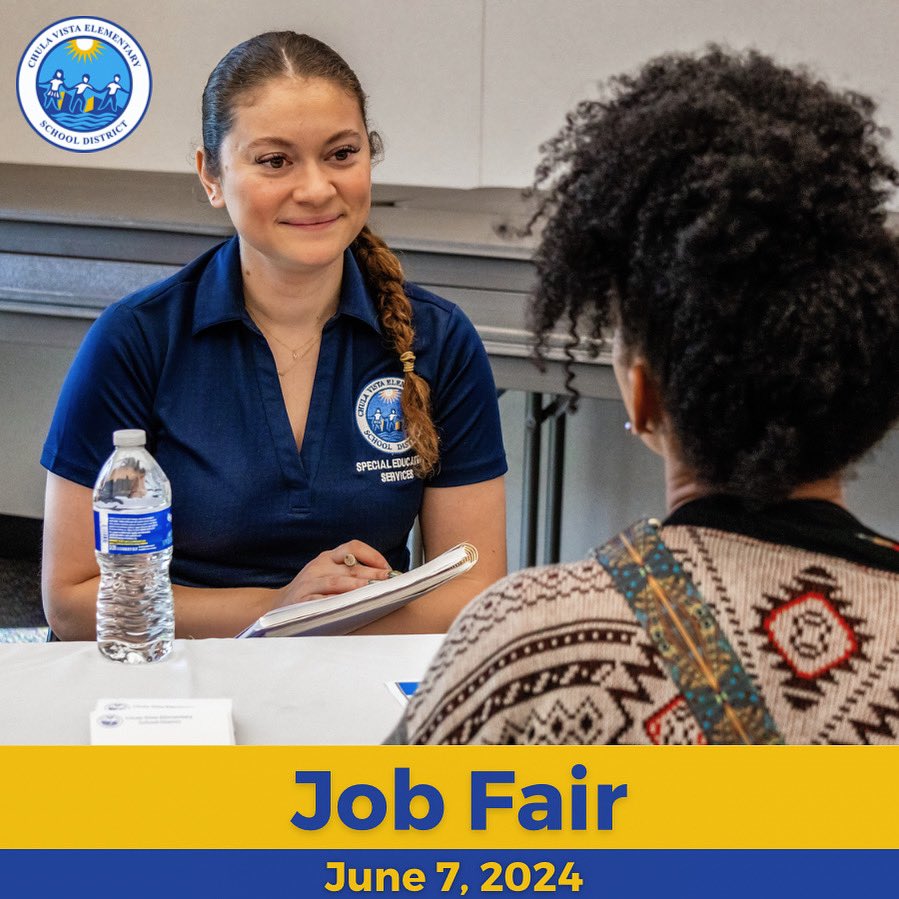 #CVESD is hiring! On-the-spot interviews, application assistance, and HR leadership will be available to answer your questions. We hope to see you there! 🗓️ Friday, June 7, 2024 from 9 a.m to 2 p.m. 📍 CVESD District Office located at 84 East J Street.