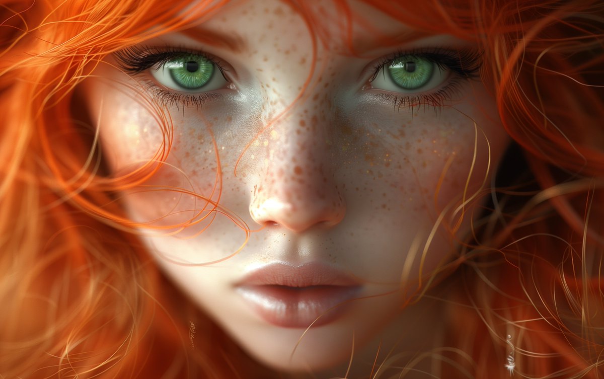 Red hair and green eyes , close up
#midjourneyV6 #MidjourneyAI #midjourneyart #AIart #aiportraits #aiartcommunity