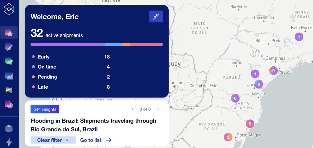 Our condolences to those affected by the flooding in Porto Alegre—an area that contributes 20% to Brazil's exports. 

We're monitoring the situation closely. If you're a project44 user, visit your Movement homepage for impacted or at-risk shipments. 

Follow us for more updates.