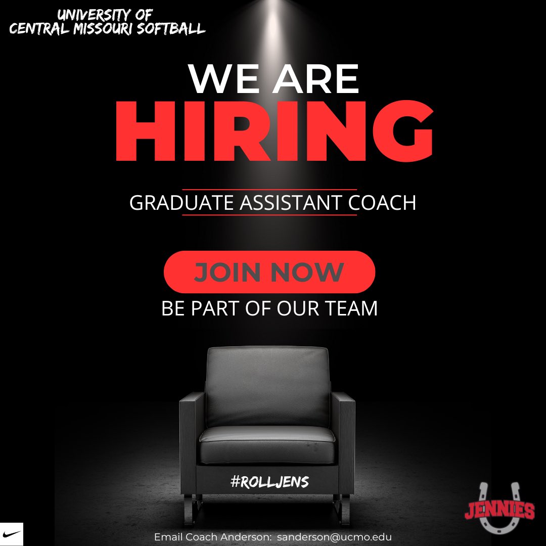 Join our team! We are looking for a Graduate Assistant Coach to start this fall. Email Coach Anderson or Coach Eilert for more information: sanderson@ucmo.edu or eilert@ucmo.edu #RollJens
