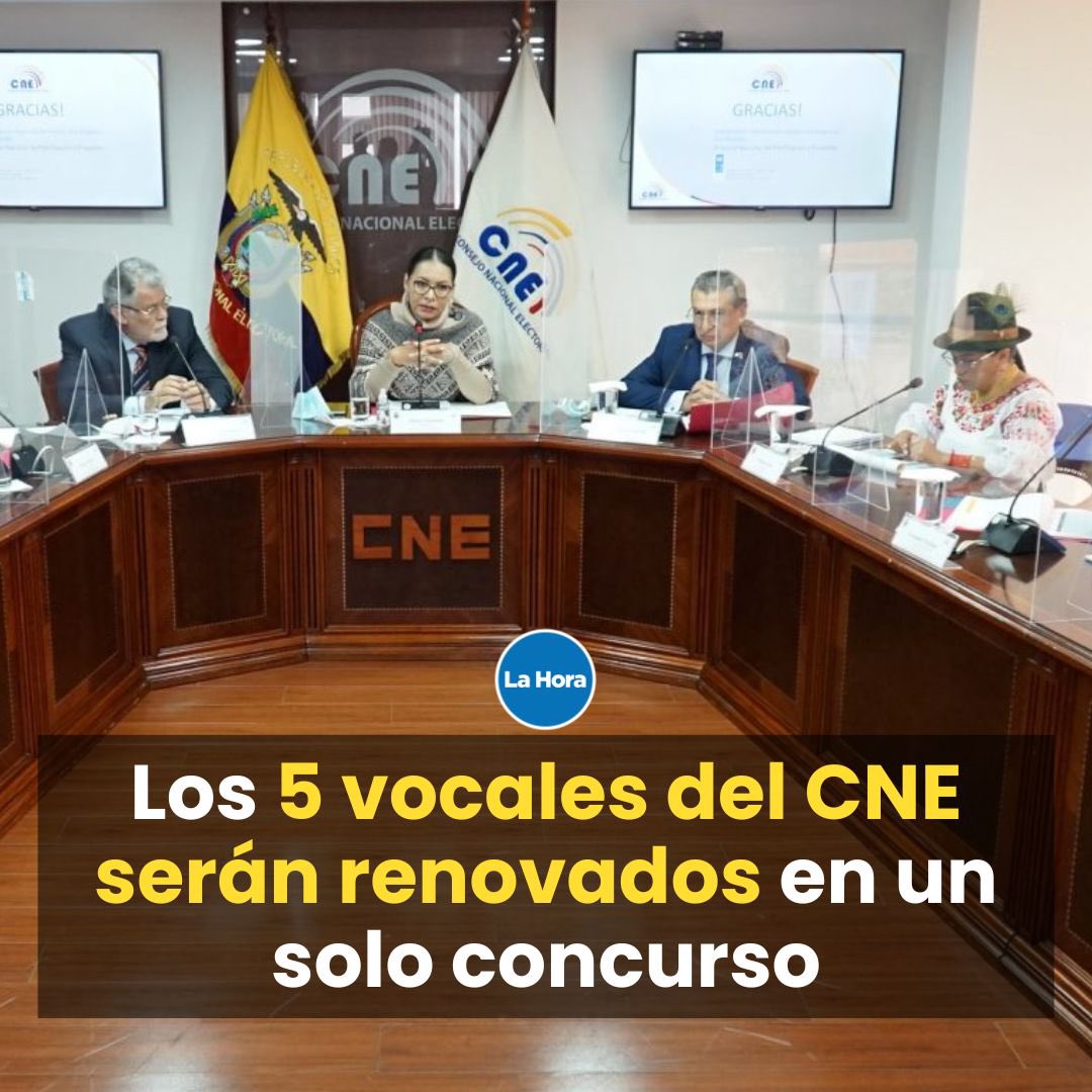 La Procuraduría General del Estado autorizó la renovación total de los 5 vocales del Consejo Nacional Electoral (CNE) 🗳️. Conoce cuándo termina el periodo de los vocales 🧐. 👉 bit.ly/3QMPWux