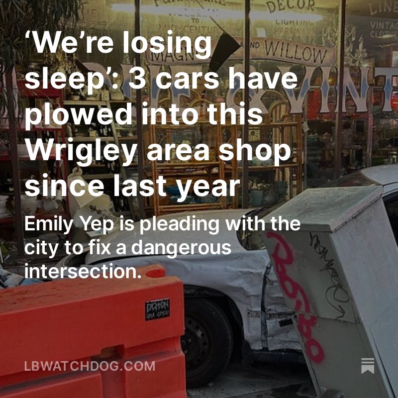 At all hours of the night, Emily Yep jumps at any noise her store’s sensitive alarm system makes because in the last 10 months Magnolia and Willow Antique and Vintage Mall has had a car crash into its storefront three times.  

Read it on the Watchdog: lbwatchdog.com/p/were-losing-…