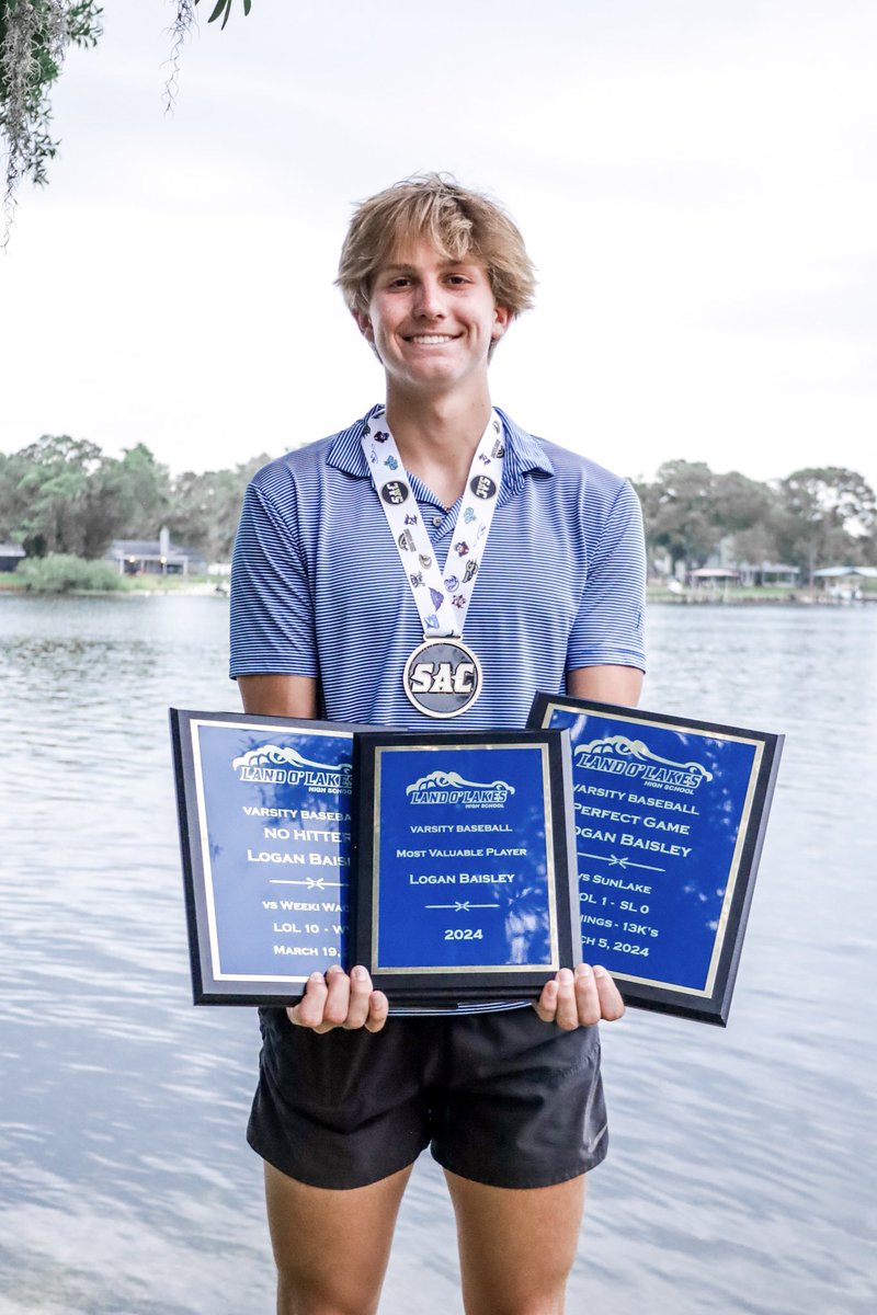 <a href="/LOLHS_Baseball/">Land O’ Lakes HS Baseball</a> had a great season finishing 21-6 with a district championship. At the end of year banquet I was named Sunshine Athletic Conference 1st Team &amp; Player of the Year and was awarded LOLHS Baseball '24 MVP. Finished 9-1 w /62.21P 30H
18BB 98K 1ER 0.11 ERA.
