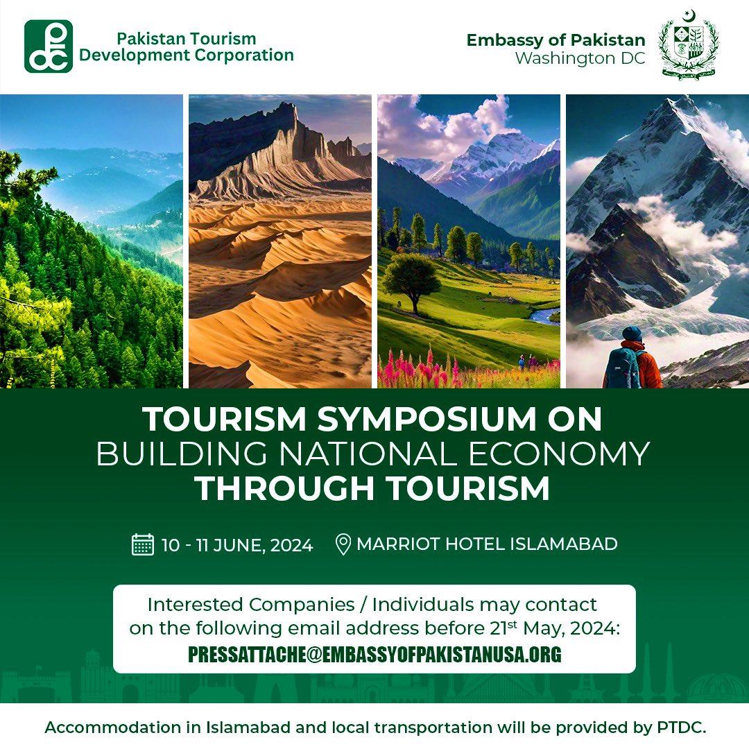 🔈We are delighted to announce the upcoming Tourism Symposium in Pakistan, set to take place from June 10-11, 2024. This two-day event will bring together industry leaders, innovators, and enthusiasts from across the globe to explore the future of tourism in Pakistan 🇵🇰. 1/4