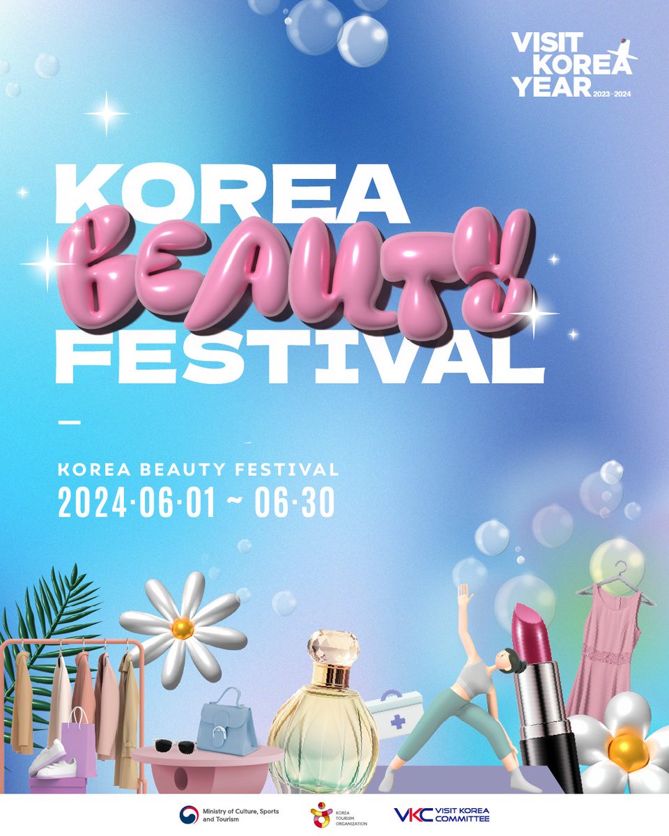 Get ready for the ultimate K-beauty experience at the 2024 KOREA BEAUTY FESTIVAL! 🇰🇷💄 Discover the secrets of K-beauty across Seoul in Gwanghwamun, Hongdae, Seongsu, and Myeongdong throughout June! ✨ 

#KOREABEAUTYFESTIVAL2024 #VisitKoreaYear20232024 #Kbeauty