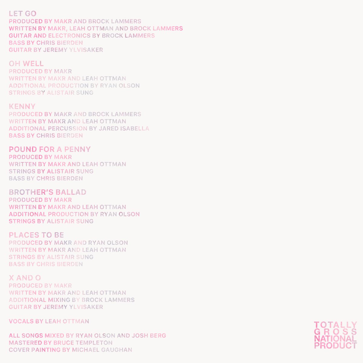 TGNP071
LOTT - BARKADA - LP
Debut solo album by Leah Ottman

Out now everywhere.
Vinyl lands next week. Taking orders at bandcamp. All profits going to Leah’s First Chair (formerly the LOTT Foundation)

lottbarkada.bandcamp.com/album/barkada