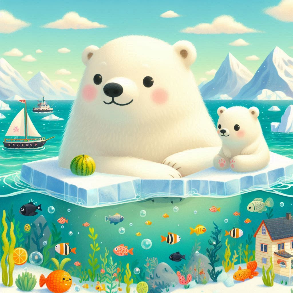#今日のおすすめ
#シロクマ #白熊の絵 #白熊と氷 #南極　#もふもふ
#白熊の親子 #かわいいシロクマ #AIイラスト
#フォロバ100（怪垢以外 

もふもふ可愛いシロクマの親子。
もふっと登場白熊ちゃん😆🍎