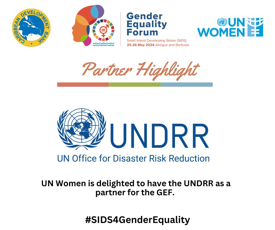 Thank you to @UNDRR for partnering with @unwomencarib and @unwomenpacific for the #SIDS4GenderEquality Forum. @SIDS4AB @Caribank @GAC_Corporate @pahowho @unescocaribbean @itcshetrades @parlamericas @dfat @caribbeanUN @UNBarbadosandOECS