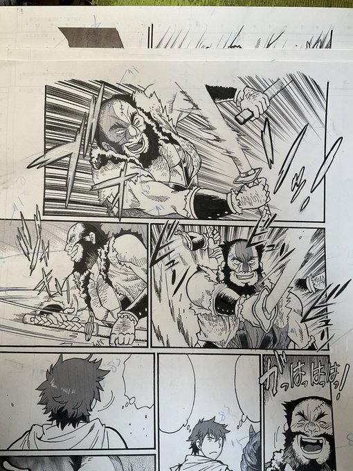 異世界ぶらり旅第12話完成。今回も作画は大変だったがその要因の一つはこのオッサンだ。何せ主人公より数倍描くのに手間がかかるんだよ😭 胸毛嫌い。 