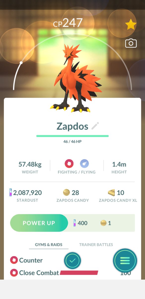 Found a Galarian birb, Zapdos, on the way home from work. One more to go!