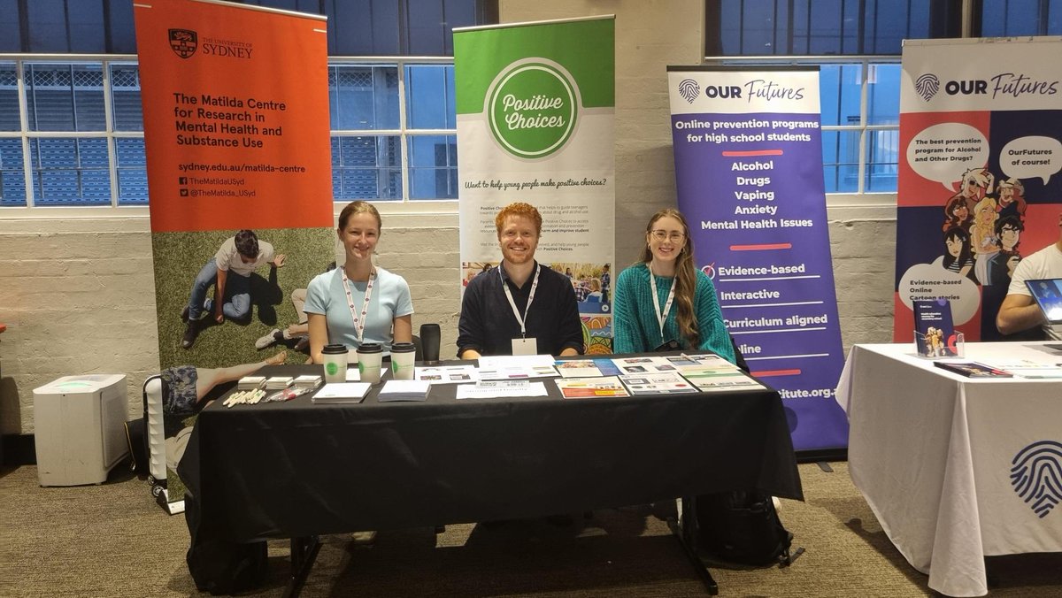 At #MHIS2024 today in Sydney? Come pop by our Matilda Centre booth to learn more about the lastest research in mental health and substance use and our programs, such as Strong and Deadly Futures, @pos_choices and @ourfuturesinst!