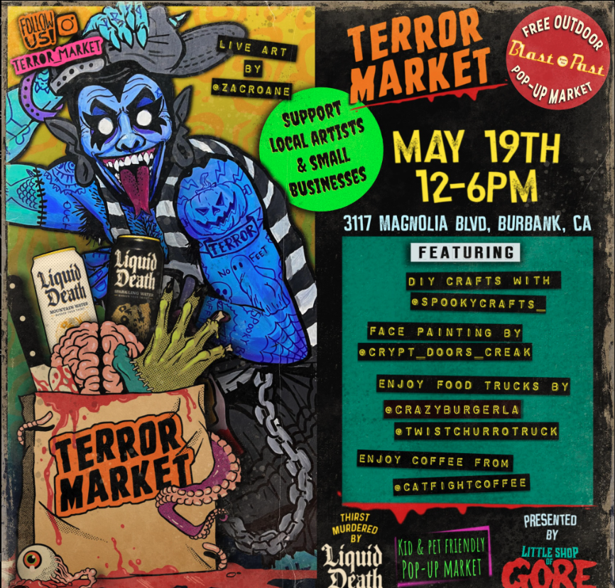 Catfight Coffee Returns to LA on Sunday, May 19th from 12-6 pm at @blastftp in Burbank!
This FREE outdoor market is presented by @littleshopofgore Face Painting, Live Art, and Food Trucks. Kid & pet friendly! Cosplay encouraged!
#terrormarket #shopsmallbusiness #smallbusiness