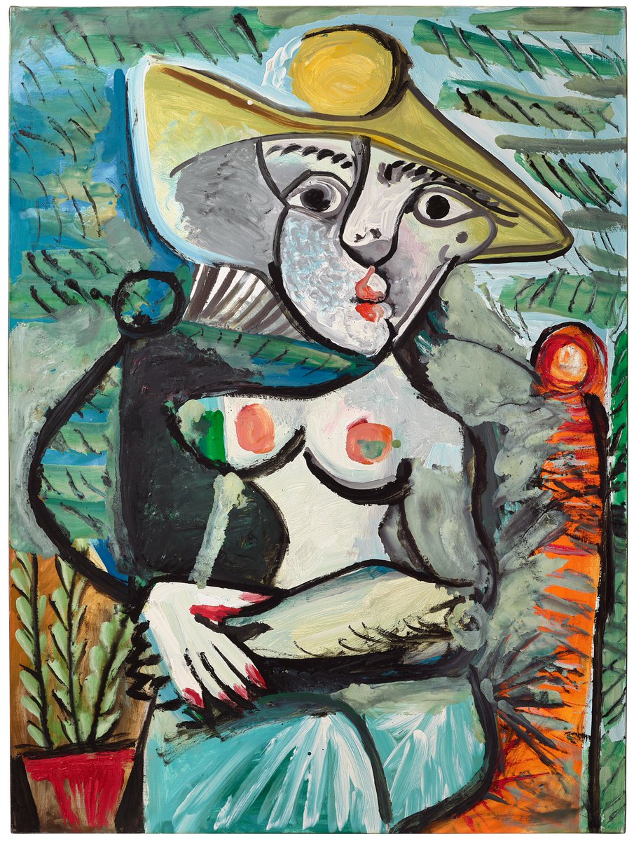 Pablo Picasso's enigmatic 'Femme au chapeau assise' masterpiece has sold for $19,960,000 during tonight's #20thCenturyEveningSale.