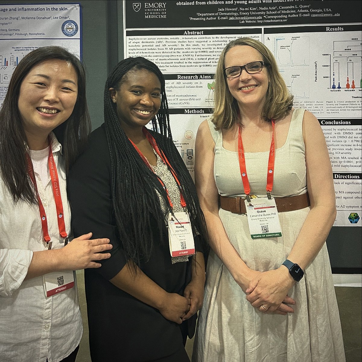 So proud of my talented #QuaveLab team on their awesome poster presentation today at the Society for Investigative Dermatology conference in Dallas today! Way to go Jade and Na-mi!! #eczema #dermatology #microbiome #drugdiscovery #emory