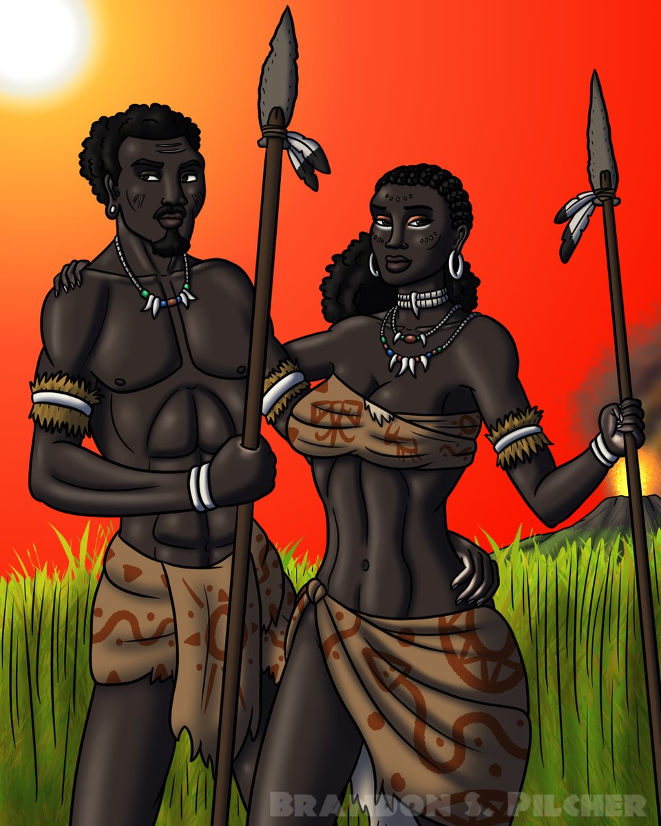 “Adam & Eve”, or a couple of basal Homo sapiens in Africa anywhere between 300-70,000 years ago. #african #blackpeople #paleoanthropology #anthropology #paleoart #art #artistontwitter