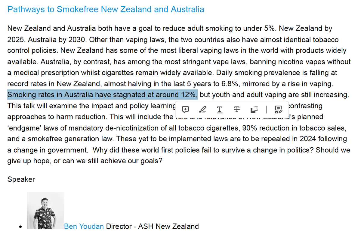 Funny when you've hitched your caboose to the addiction train how instead of acknowledging the failures to protect another generation of kids from nicotine addiction and multi-tobacco use harms you double down on countries that have acted to protect kids. Ps It's 9% @ASHNZ2025