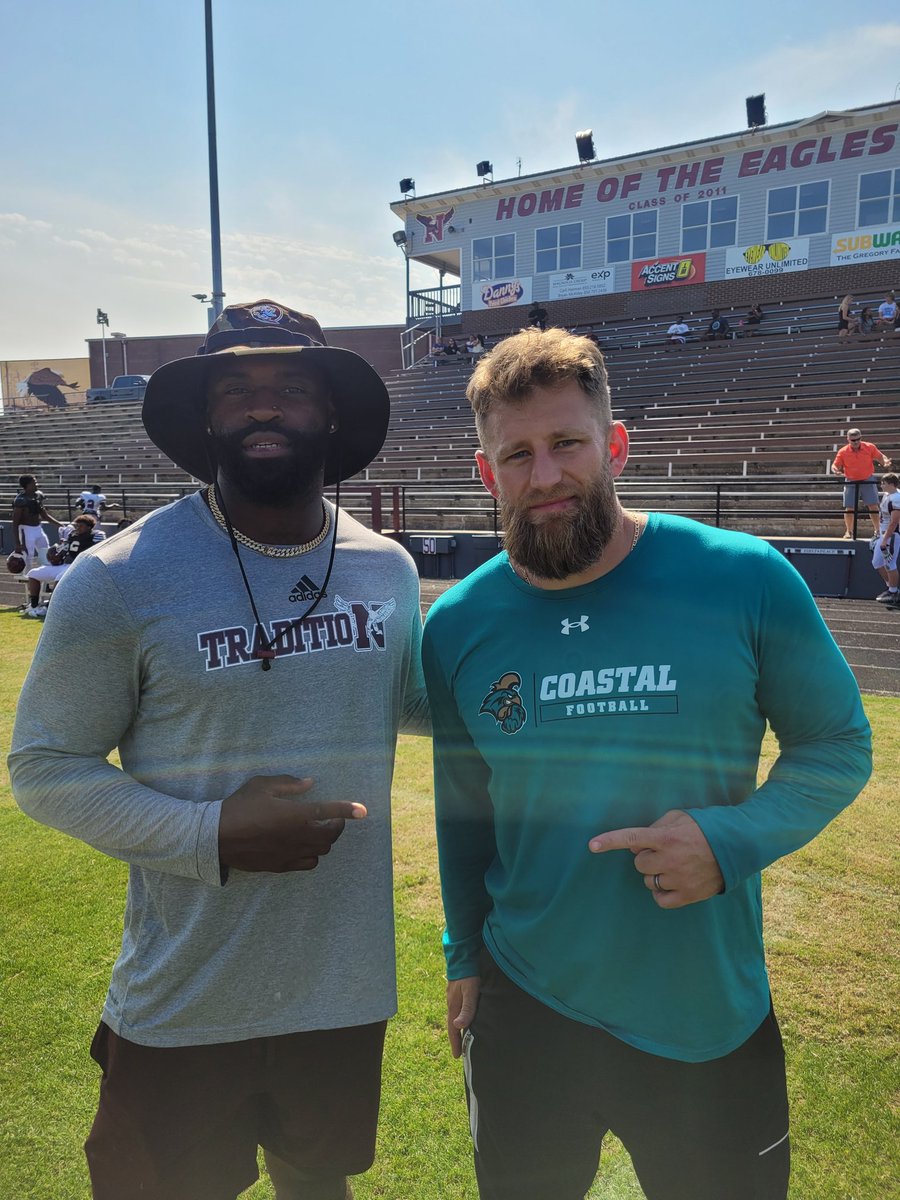 Shout out to Coach @DanCarrel and @CoastalFootball for visiting and recruiting our guys! @_Showtime29