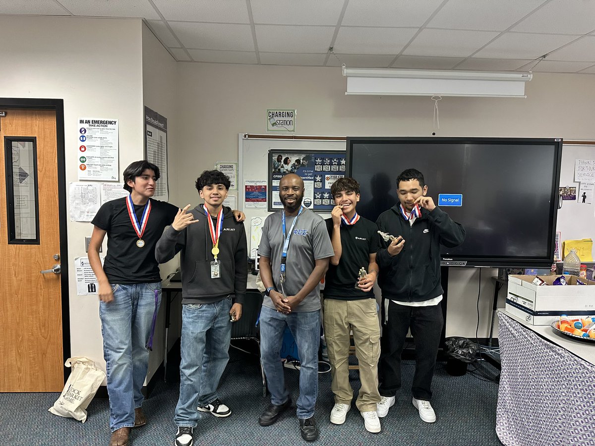 Congrats to Stocks of Duty (Miguel, Carlos, Juan, and David) for a 2nd place win in the regional high school division of the @SIFMAFoundation (Stock Market Game) competition. They beat out over 600 teams. Today, we celebrated with prizes they received.