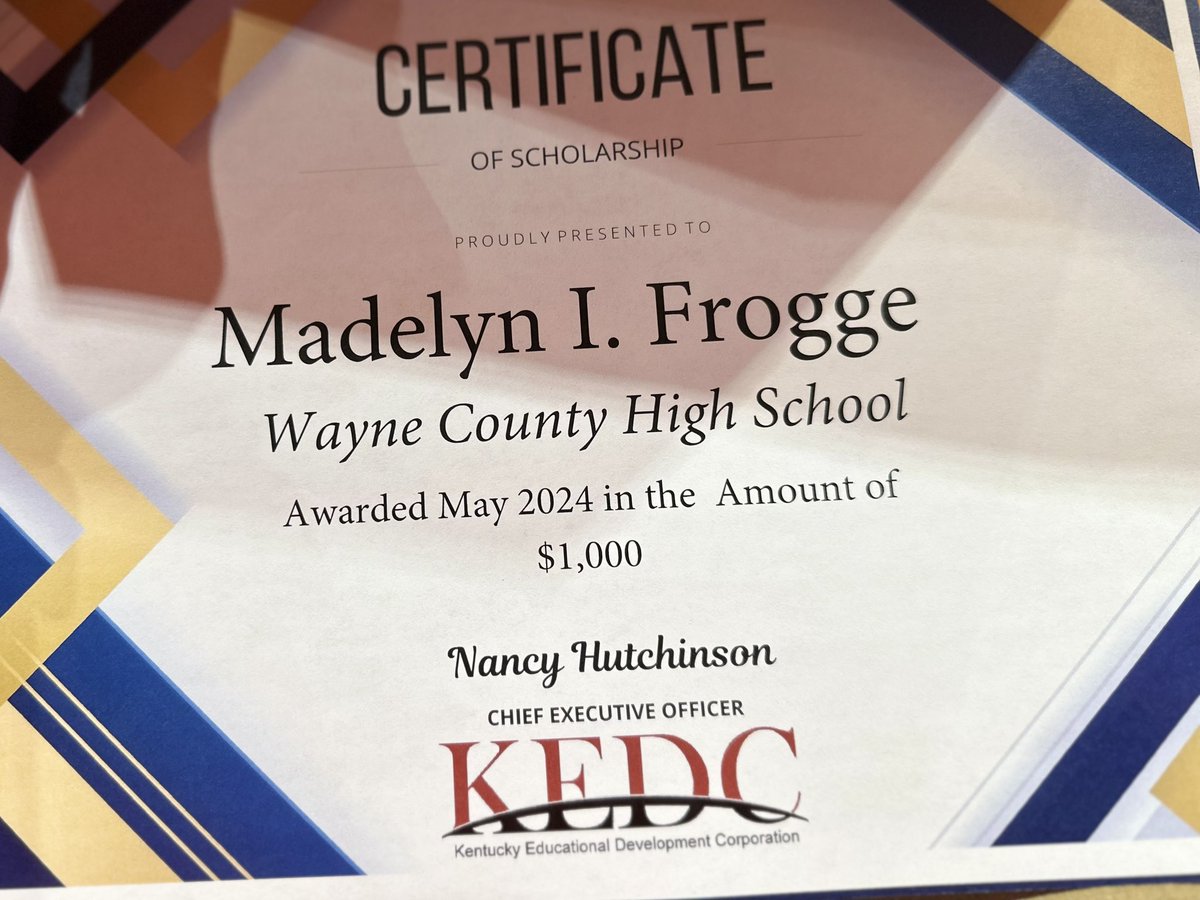 KEDC was honored to attend the Wayne County High School Awards tonight to present our KEDC $1,000 scholarship to Madelyn Frogge! Congratulations Madelyn! #WeAreKEDC