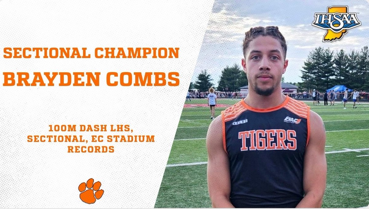 🚨 New Records🚨
Brayden Combs breaks the LHS, Sectional, and EC Stadium Record for the 100m Dash! Impressive!! Sectional Champion! Go Tigers!