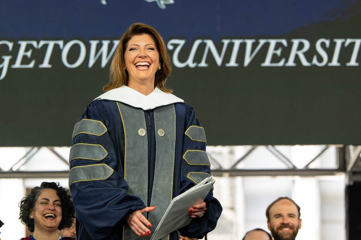 She's gonna make me call her Doctor.  😎

Someone gave a great commencement speech and got a 3rd degree from @Georgetown  #triplehoya. Congratulations to all the graduates.