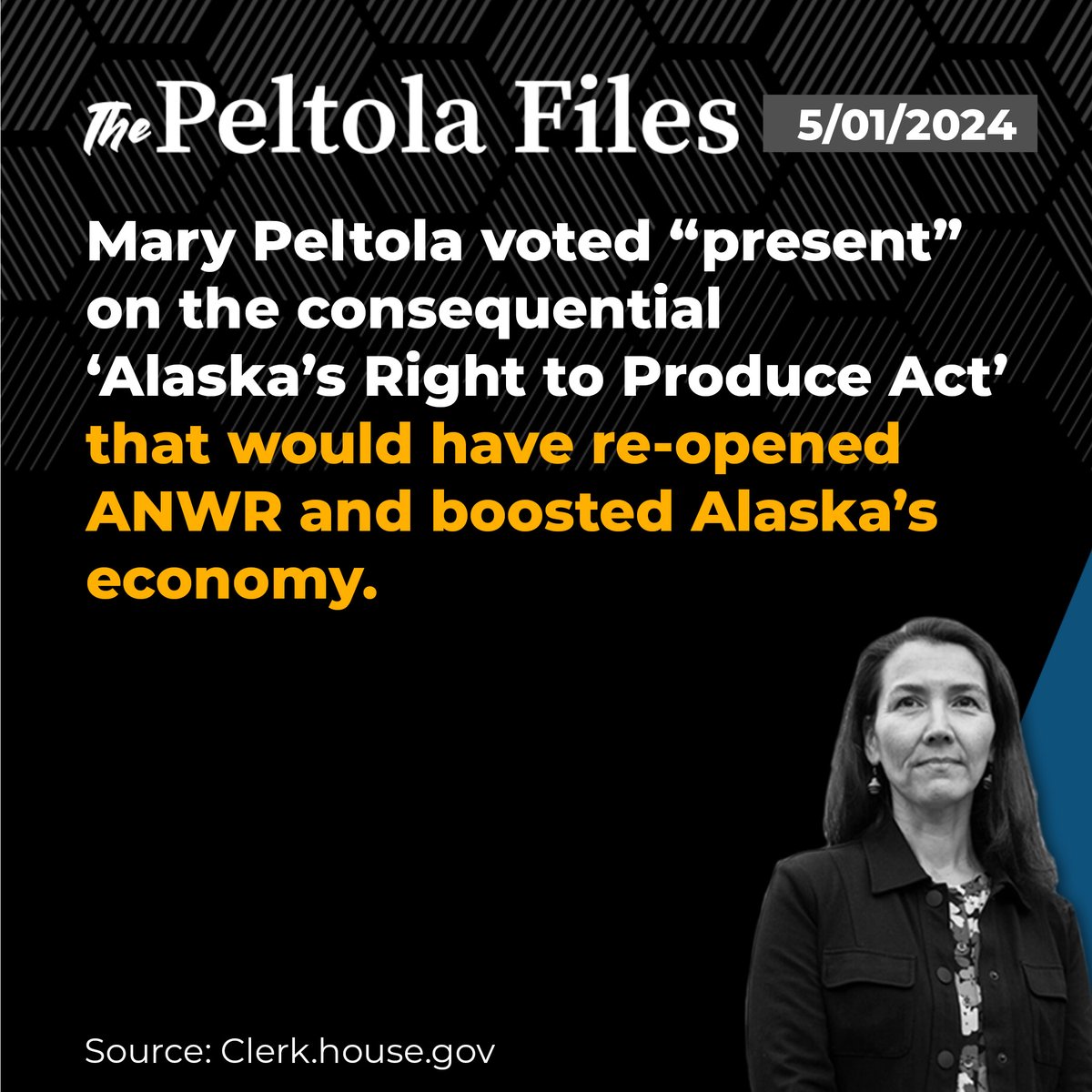 We need to take back our lone House seat this November! Alaska needs a champion in Congress, not someone who votes 'present' when our state is on the line. Get involved & help us retire Mary Peltola. Learn more: alaskagop.net/peltola-files/ Volunteer: alaskagop.net/volunteer/ 📷