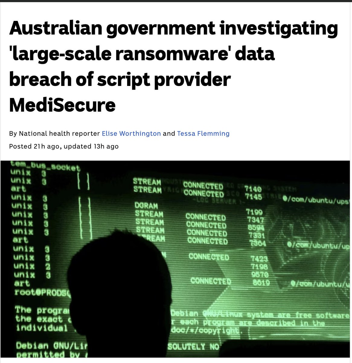 A 'large-scale ransomware attack' on former Aus Gov contractor MediSecure has caused a massive data breach of personal and health information. 

Finance Minister Katy Gallagher says the Digital ID will prevent future breaches.

Can any tech/info-sec experts chime in on this?