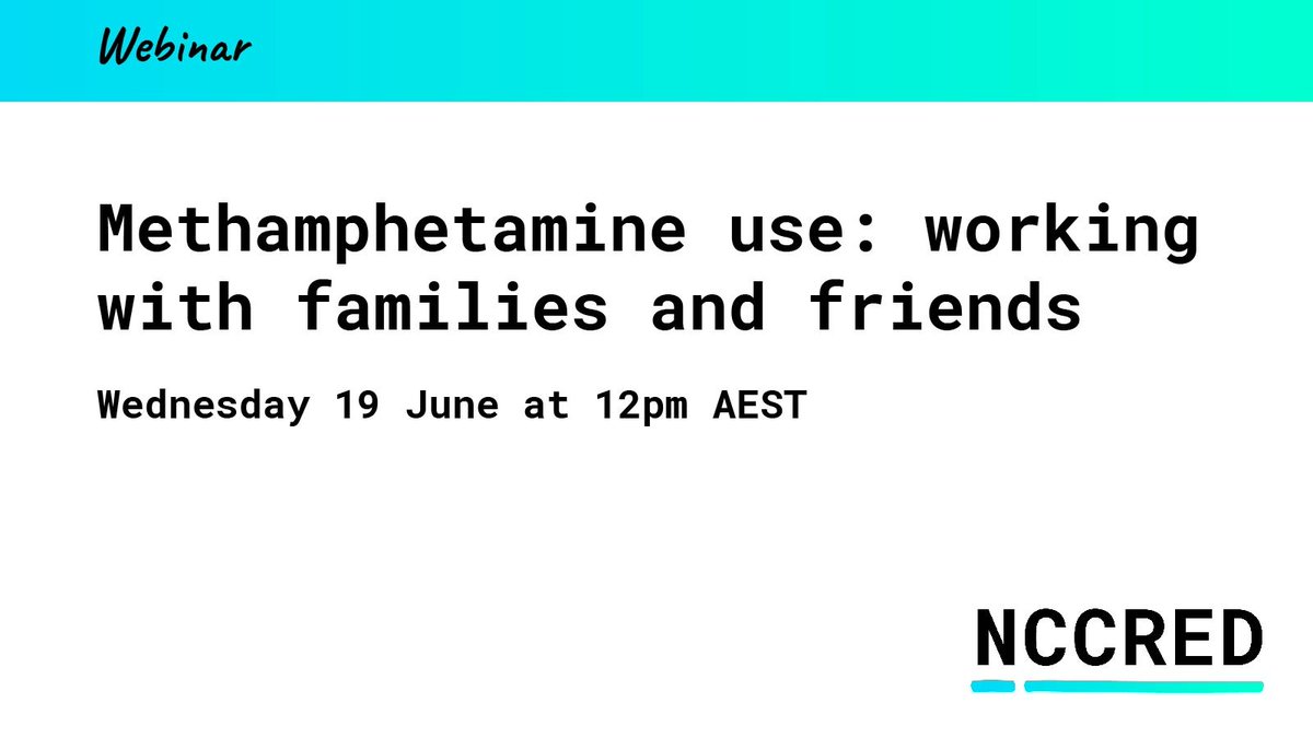 Join us for a webinar next month about working with the families and friends of people who use methamphetamine, featuring a presentation from Clare Rushton (University of Wollongong and NSW Health). Sign up: us06web.zoom.us/webinar/regist…