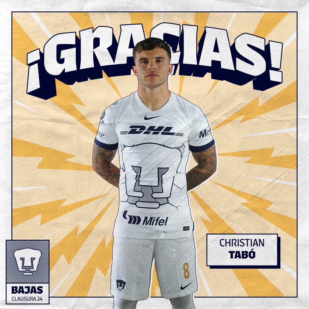 Christian Tabó se une a las bajas de esta temporada. Gracias por portar con orgullo estos colores. #DePumasSoy