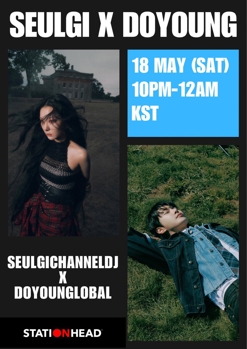 From LOS ANGELES to DALLAS LOVE FIELD @STATIONHEAD… Join us & @doyounglobal for #SEULGI & #DOYOUNG’s discography! 🗓️18 MAY (SAT) ⏰10pm-12am KST 👉🏻stationhead.com/seulgichanneldj #NCT @NCTsmtown @RVsmtown #RedVelvet