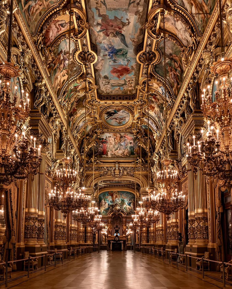 Paris, France 🇫🇷

The grand foyer of the Palais Garnier opera house, adorned with intricate gold leaf and opulent chandeliers, immerses visitors in the luxurious atmosphere of 19th-century Parisian opulence, showcasing the epitome of Belle Époque grandeur.

📸 raphaelmetivet