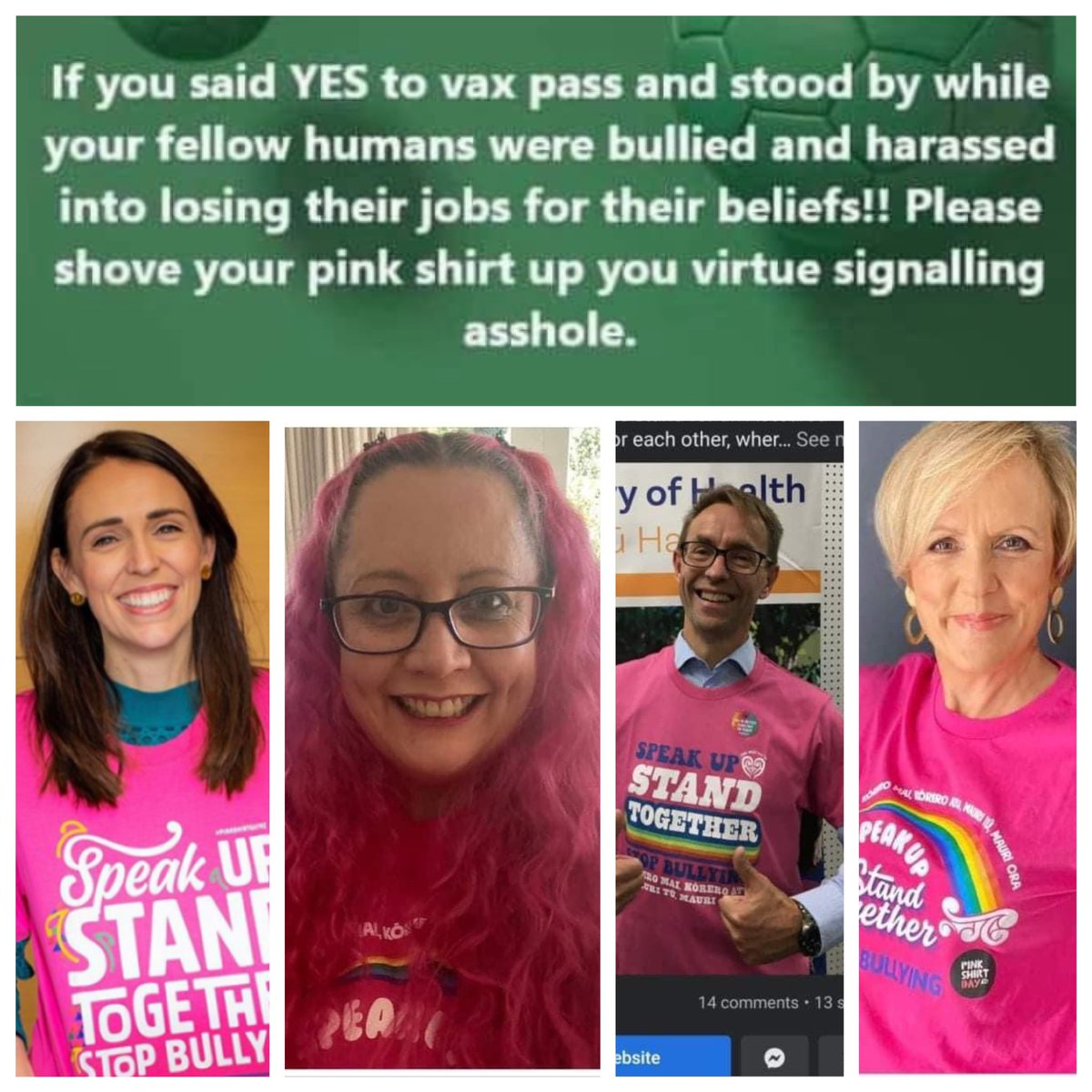 The people who pushed #pinkShirt day are bullies & some of the most cruel people in #newzealand #nzpol