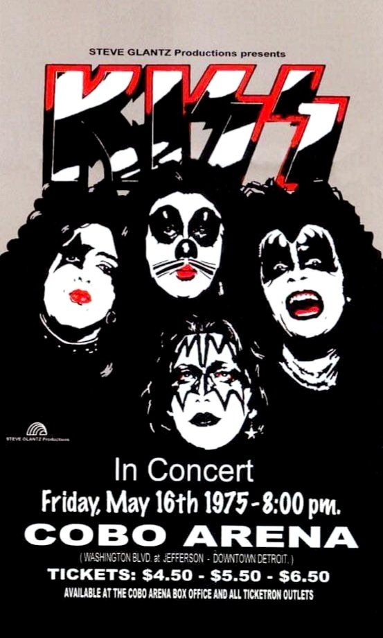 #KISSTORY - May 16th, 1975 - We headlined Detroit's Cobo Hall for the first time. The SOLD OUT show was part of the 72 date Dressed To Kill tour. It was also the first of 5 shows we recorded for KISS ALIVE!