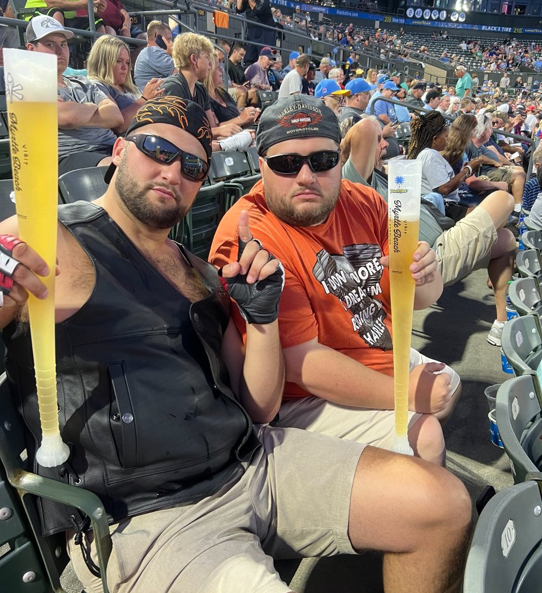 VivaLaStool's tweet photo. Just a couple bikers at the ballpark https://t.co/IhV6RWXFWx