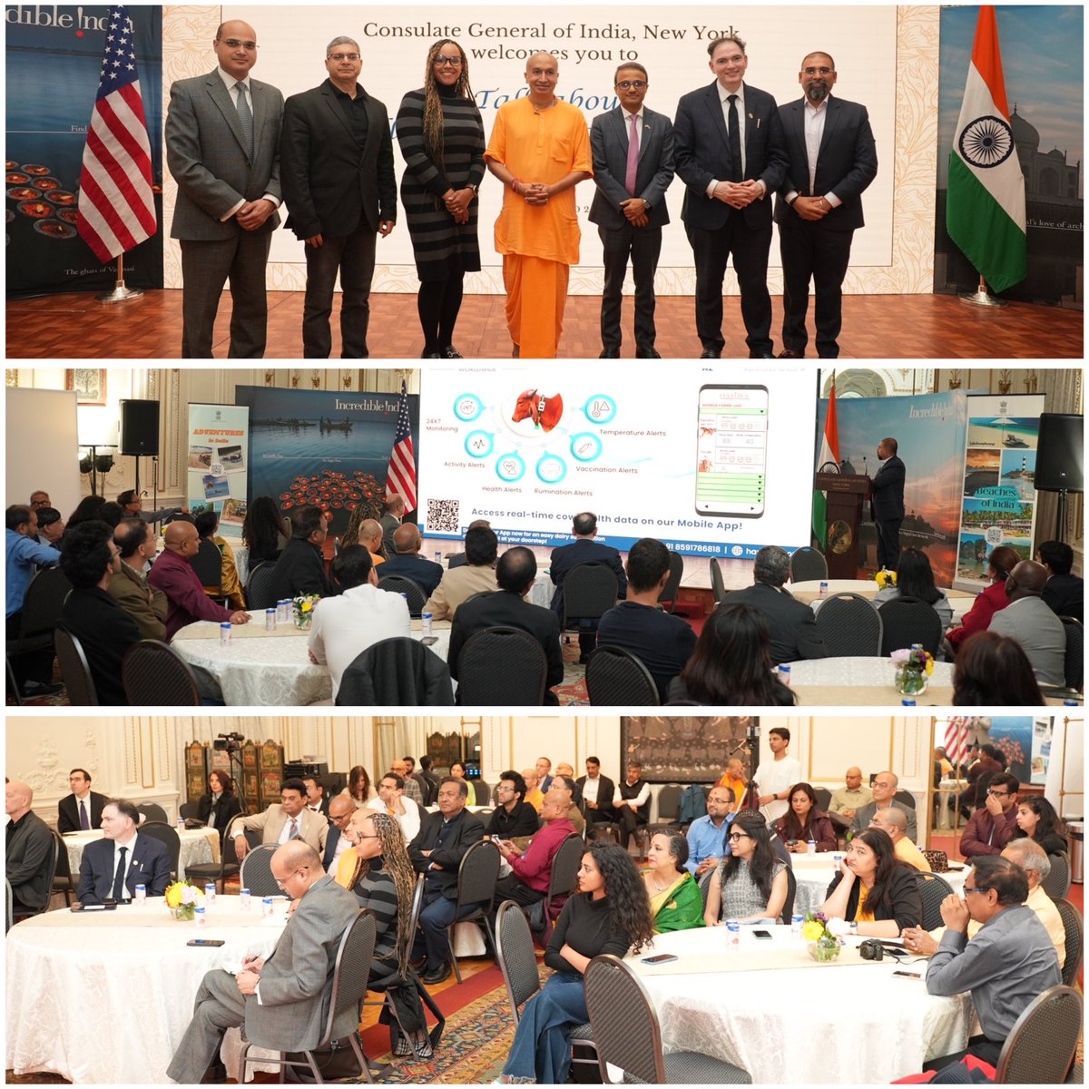 IndiainNewYork's tweet photo. @IndiainNewYork was honoured to host @GaurangaDas, Director @Govardhan Ecovillage to deliver a talk about confluence of faith in business. 

Recognised the work of Haribol Foods @haribolmilk, a company dedicated to rural development and environmental sustainability. This initiative found mention in ‘Faith in Action’ report of World Economic Forum (@wef) released in January 2024 as an example of how faith-based groups and businesses can work together to address complex global challenges like food insecurity and climate change.

Delighted to also have Ms. Caura Washington, Commissioner of Faith and Non-Profit Development Services New York State and Mr. Dilip Chauhan(@dilipnewyork) Deputy Commisssioner,Mayors Office for International Affairs New York City at the event.

@MEAIndia 
@IndianDiplomacy 
@IndianEmbassyUS 
@binaysrikant76