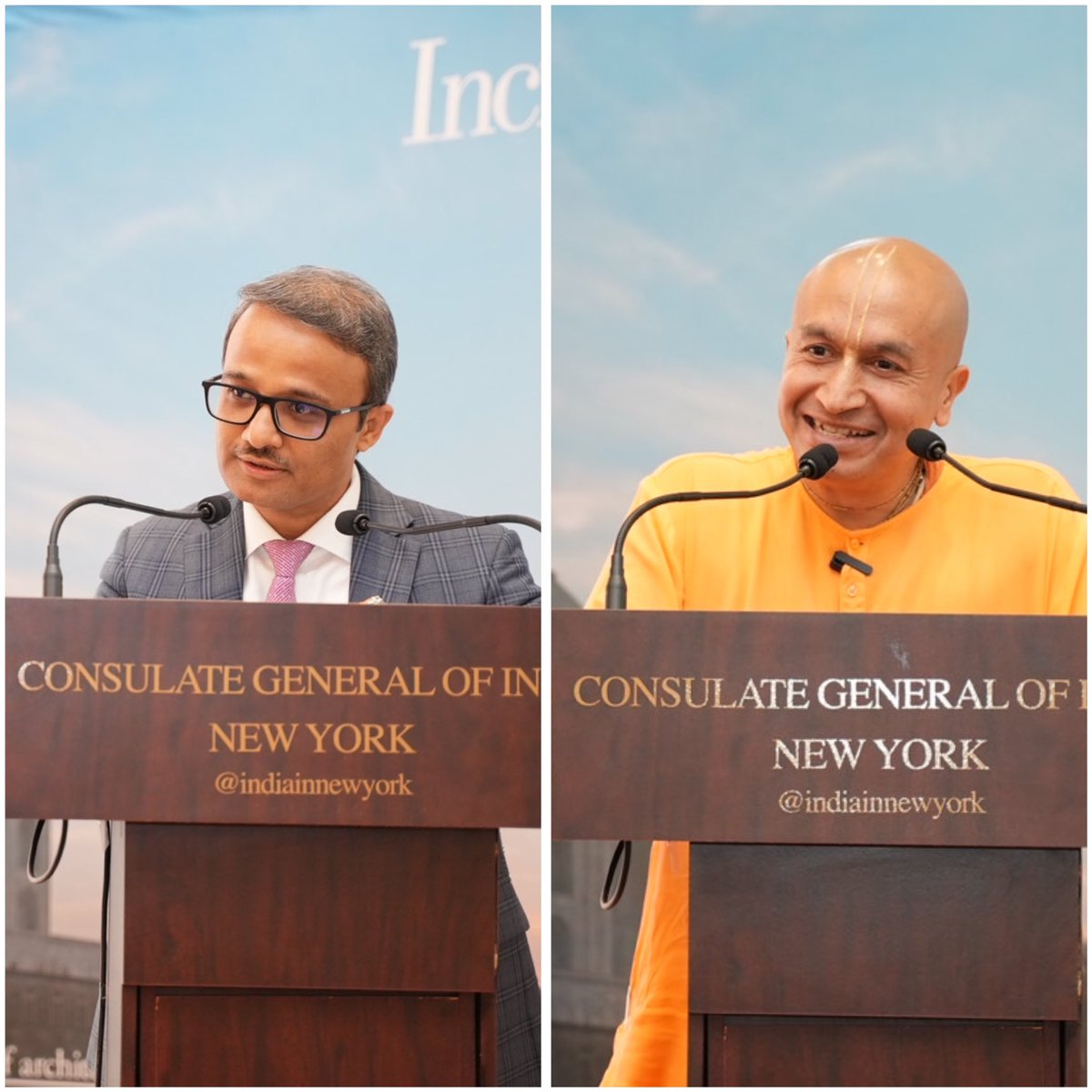 IndiainNewYork's tweet photo. @IndiainNewYork was honoured to host @GaurangaDas, Director @Govardhan Ecovillage to deliver a talk about confluence of faith in business. 

Recognised the work of Haribol Foods @haribolmilk, a company dedicated to rural development and environmental sustainability. This initiative found mention in ‘Faith in Action’ report of World Economic Forum (@wef) released in January 2024 as an example of how faith-based groups and businesses can work together to address complex global challenges like food insecurity and climate change.

Delighted to also have Ms. Caura Washington, Commissioner of Faith and Non-Profit Development Services New York State and Mr. Dilip Chauhan(@dilipnewyork) Deputy Commisssioner,Mayors Office for International Affairs New York City at the event.

@MEAIndia 
@IndianDiplomacy 
@IndianEmbassyUS 
@binaysrikant76