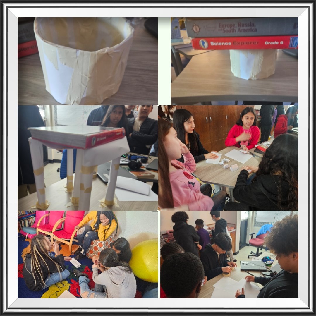 Taleah Chanel Jones (@teach6jones) on Twitter photo We had so much fun today creating durable structures with only paper and tape that could withstand the weight of our textbooks!! My babies love STEM challenges! <a href="/BMSBobcats/">Broadview Middle</a> We had so much fun today creating durable structures with only paper and tape that could withstand the weight of our textbooks!! My babies love STEM challenges! <a href="/BMSBobcats/">Broadview Middle</a>