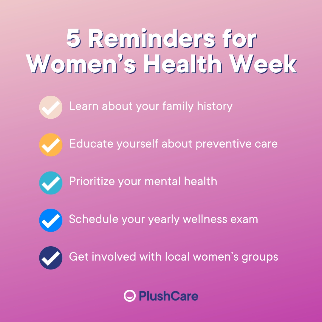 💡 Did you know that approximately only 85% of women are considered to be in good health? (CDC) Check out these 5 reminders to stay on top of your health during women's health week 👀