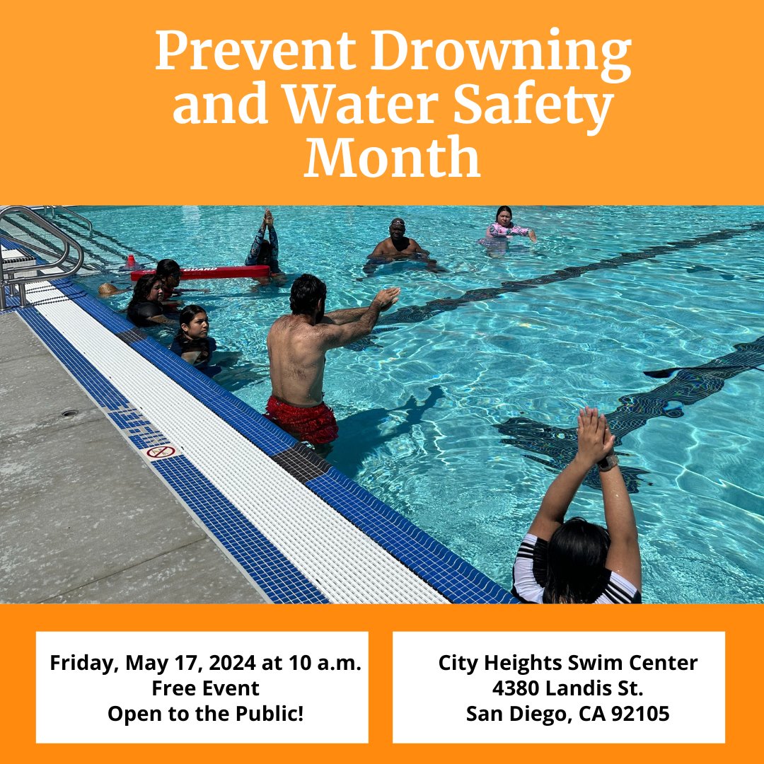 Drowning is the single leading cause of death for children ages 1 to 4, and the City is teaming up with @PDFSanDiego to raise awareness about this crucial issue. Everyone is welcome to a special community event at 10 a.m. for a presentation, water safety demonstrations and more!