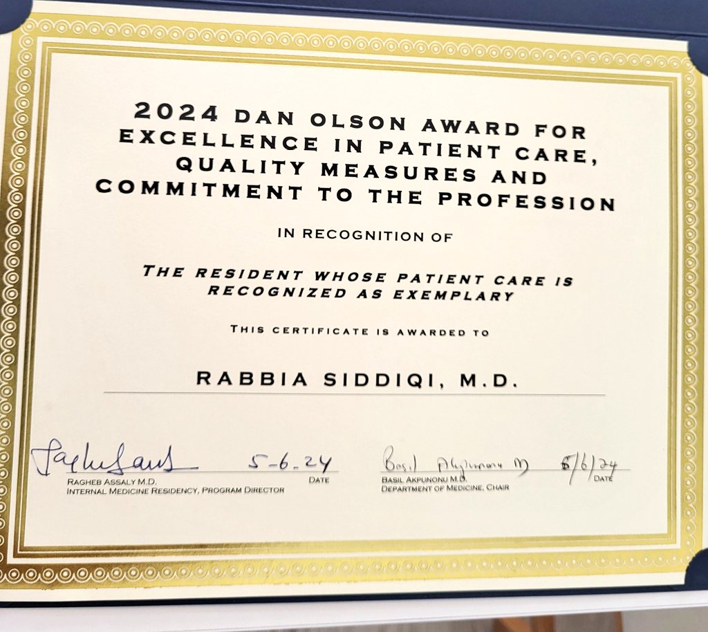 We don't do it for recognition, but when it comes from a role model, it does help curb the imposter syndrome. So humbled and grateful to <a href="/UToledoIM/">University of Toledo Internal Medicine Residency</a>!
Word to incoming interns: stay true to yourself and your reasons for doing this. #MedTwitter #internalmedicineresidency
