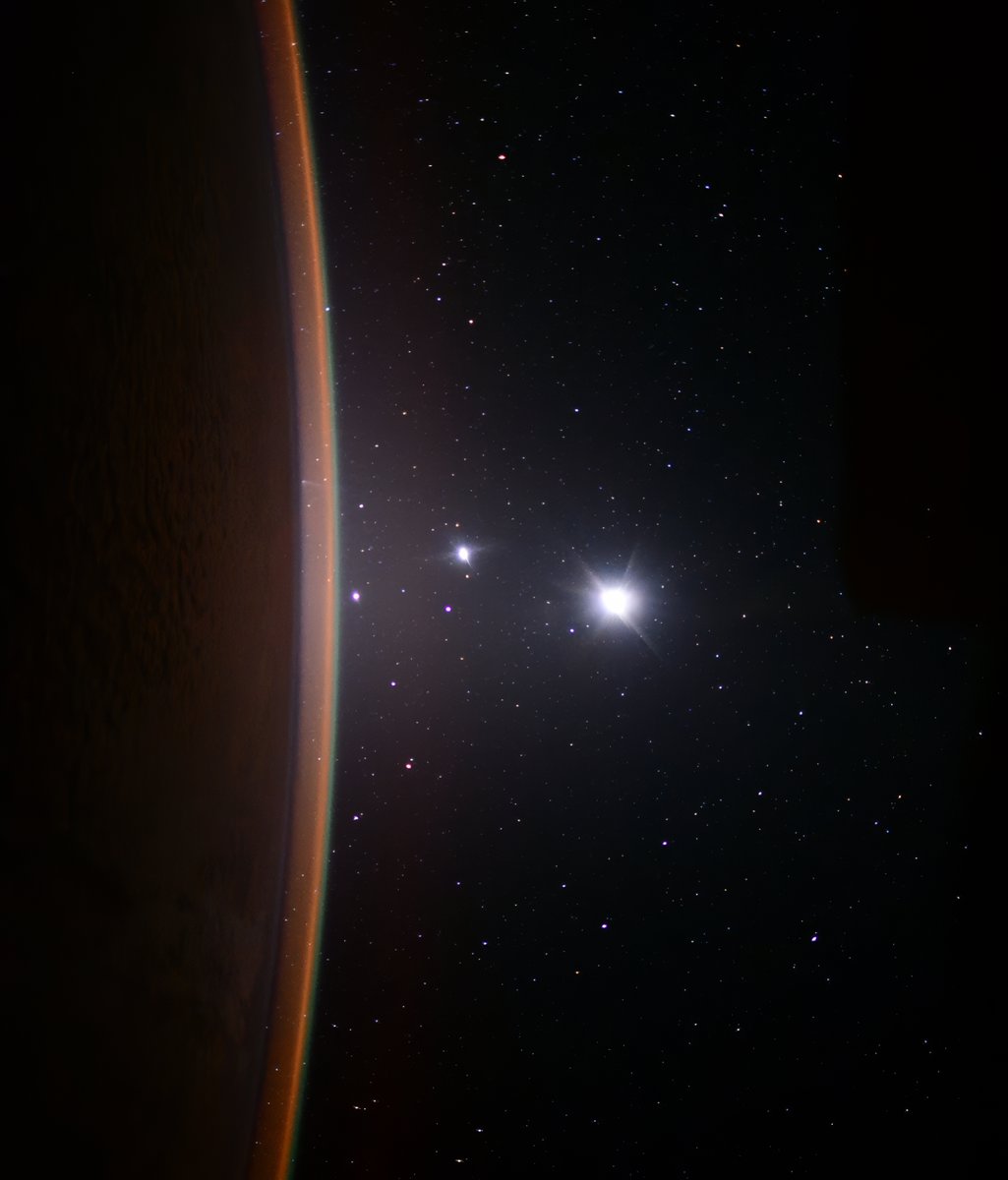 Earth-Moon-Venus-Jupiter alignment from the International Space Station.