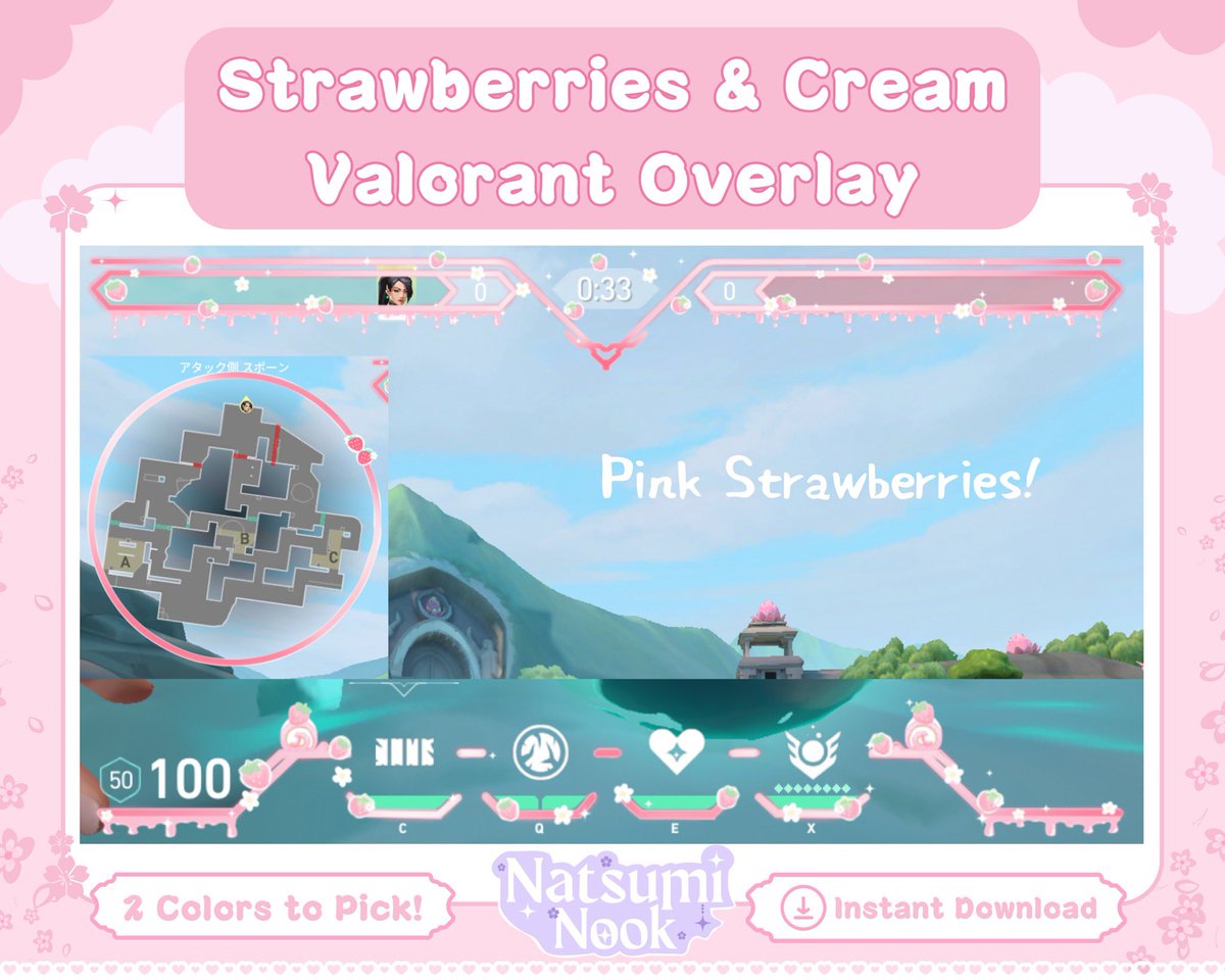 Strawberries & Cream Valorant Overlay in red and pink variations 🍓🍰

Twitter on desktop isn’t working for me so I will be drawing the custom overwatch overlay when it’s fixed!

kofi: ko-fi.com/s/00d58b556d
Etsy: etsy.com/au/listing/171…