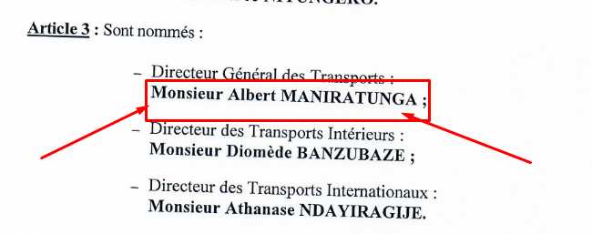 Baconib's tweet photo. #Burundi : Après avoir publiquement traité M. Albert #Maniratunga, Directeur Général de #OTRACO, d'escroc et menteurs éhontés, le Président @GeneralNeva l'a limogé sur le champ le 29 juin 2021.

«  Mr le DG vous êtes suspendu de vos fonctions parce que vous n’avez pas pu défendre les intérêts des Burundais (...)», avait-il martelé.

« Quand quelqu’un se comporte en escroc et qu’il ment, c’est outrageant, difficile à comprendre. Nous n’allons plus accepter ce genre d’escroquerie, de menteurs éhontés alors que l’Etat est en train de perdre au su et au vu de tout le monde », a conclu le président de la République.

Et pourtant, trois mois plus tard, le 30 septembre 2021, le Président l'a promu au poste plus élevé qu'avant, de Directeur Général des Transports au sein du Ministère du @MinCommerce. Donc, il l'a trouvé incompétent pour un poste et l'a promu sur un poste élevé.

@NIJIMBEREMarie1 @Gatoni_RG @BurundiGov @Burundi1stLady @NiyubahweSonia @ines96_ines @OPDD_Burundi @rutwesdras

 @iwacuinfo https://t.co/wUo0M6lo18 #gouvernance

https://t.co/2iBwM062Ah