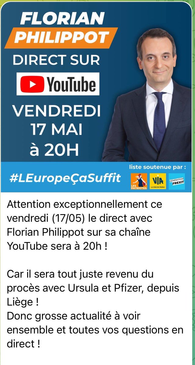 À 20h ce vendredi ! 🚨⏰
Lien ➡️ t.me/les_patriotes/…